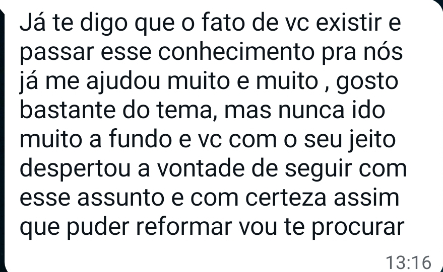 Depoimento de aluna conduzida pelo Método Vetor 3